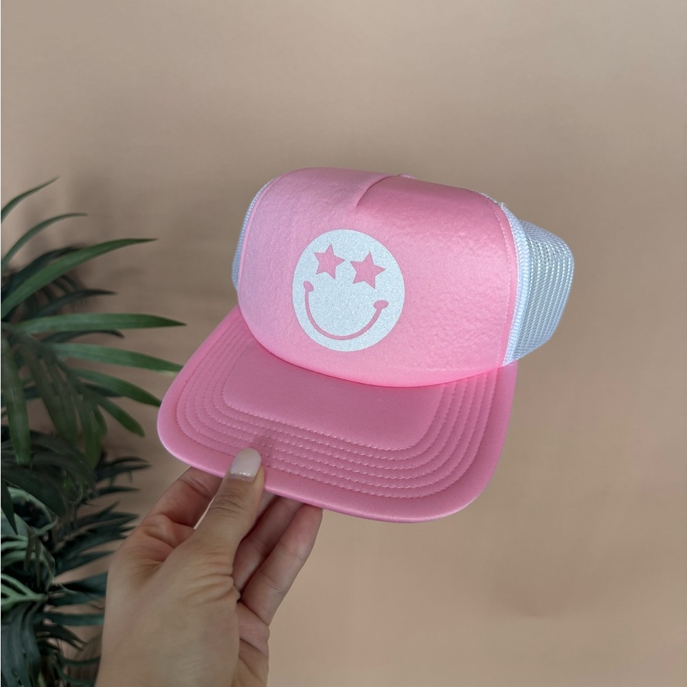 Pink Smiley Trucker Hat